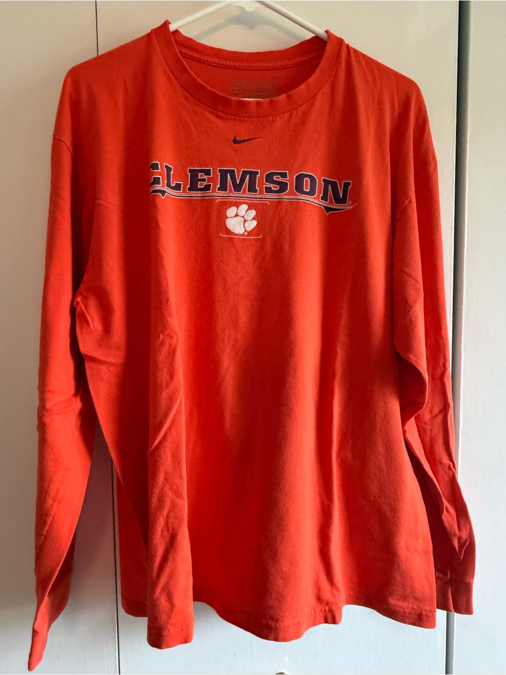 Nike Orange Clemson Long-Sleeve Tee with Paw Logo
